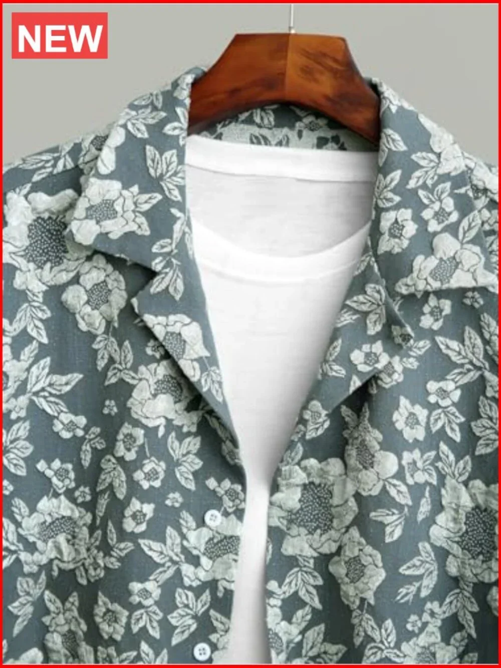 Men's Short Sleeve Button Down Shirt with Floral Print - Picture 6 of 7